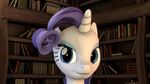  3d animated blue_eyes book cgi cute equine eyeshadow female feral friendship_is_magic hair horn horse inside looking_at_viewer makeup mammal my_little_pony mynokiarules pony purple_hair rarity_(mlp) smile solo source_filmmaker unicorn 