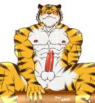  abs after_masturbation anthro anus balls biceps big_muscles big_penis blush body_markings brown_fur butt claws cum cum_on_balls cum_on_butt cum_on_chest cum_on_hand cum_on_nipples cum_on_penis cum_string cumshot erection eyes_closed feline fur hentist humanoid_penis leaking male mammal markings masturbation muscles nipples nude orange_fur orgasm pecs penis pink_nose plain_background pose presenting presenting_hindquarters red_penis sheath sitting solo spread_legs spreading stripes teeth tiger toned toragami_gaou vein white_background white_fur 