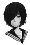  absurdres bad_id bad_pixiv_id expressionless greyscale hair_over_one_eye highres monochrome nazo_no_kanojo_x school_uniform serafuku short_hair solo toro_(6636) urabe_mikoto 