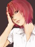  aku_no_hana face highres nakamura_sawa portrait red_eyes red_hair shirt short_hair simple_background zctc840 