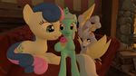  3d amber_eyes blonde_hair blue_eyes bonbon_(mlp) cutie_mark derpy_hooves_(mlp) equine female feral friendship_is_magic group hair horn horse lyra_(mlp) lyra_heartstrings_(mlp) mammal my_little_pony mynokiarules pegasus pony smile two_tone_hair unicorn wings 