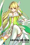  artist_name bad_id bad_pixiv_id bow_(weapon) breasts cleavage elsword gloves grand_archer_(elsword) green_background green_eyes green_hair hair_ornament hairpin highres juliet_sleeves long_hair long_sleeves medium_breasts pointy_ears puffy_sleeves rena_(elsword) skirt smile solo swd3e2 thighhighs weapon white_legwear zettai_ryouiki 