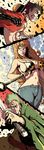  2013 2boys abs absurdres battle bikini_top black_hair breasts clenched_teeth clima-tact close-up dual_wielding earrings green_hair haki hat highres holding jewelry katana large_breasts long_hair md5_mismatch monkey_d_luffy multiple_boys nami_(one_piece) navel one-eyed one_piece open_clothes open_shirt orange_eyes orange_hair pikoloz-dreamin resized roronoa_zoro sheath shirt short_hair signature straw_hat sword teeth upscaled very_long_hair weapon 