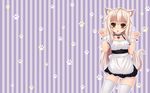  animal_ears bell blonde_hair catgirl maid morimon original tail thighhighs yellow_eyes 