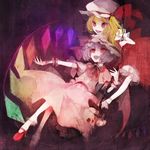  bad_id bad_pixiv_id bat_wings blonde_hair bobby_socks fang flandre_scarlet glowing hat mary_janes mob_cap multiple_girls nail_polish open_mouth outstretched_arm pechika purple_hair red_eyes remilia_scarlet ribbon shoes short_hair siblings sisters smile socks swing touhou wings 
