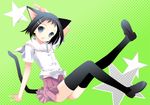  animal_ears bad_id bad_pixiv_id cat_ears ikeda_kana kazekoshi_school_uniform legs saki skirt solo tail thighhighs tokumi_yuiko 