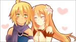  1girl blonde_hair blush brown_hair couple daybreak emil_castagnier flower gloves green_eyes hair_ornament heart hetero long_hair marta_lualdi scarf smile tales_of_(series) tales_of_symphonia tales_of_symphonia_knight_of_ratatosk 