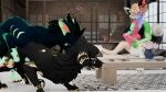 16:9 3d_(artwork) 4k absurd_res anthro baito being_watched black_body black_fur blender_(artwork) blue_body blue_fur brown_body brown_fur canid canine canis coffee_table darius_(baito) digital_media_(artwork) doggystyle domestic_dog fennix feral feral_on_feral feral_penetrated feral_penetrating feral_penetrating_feral from_behind_position fur furniture gold_(metal) green_body green_fur group hi_res kin_(baito) looking_at_another male mammal masturbation murder_mystery_(mystery_skulls) penetration rug sex table trio widescreen