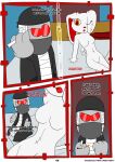 2spot_studio absurd_res ambiguous_gender animate_inanimate anthro bed black_clothing black_coat black_topwear bloody_bunny bloody_bunny_(series) breasts cigarette clothed clothing coat comic comic_panel dialogue doll duo english_text eyewear eyewear_on_head female fingers fur furniture genitals glasses goggles grey_body grey_skin half-closed_eyes hank_j._wimbleton hat headgear headwear hi_res holding_cigarette holding_object kerchief lagomorph leporid living_doll madness_combat mammal multicolored_eyes narrowed_eyes nevadean_(madness_combat) nude on_bed one_eye_closed otakon_(artist) pillow rabbit red_eyes red_eyewear red_glasses red_nose sitting snapping_fingers stitch_(sewing) tail text tongue topwear vulva wearing_glasses white_body white_fur yellow_eyes
