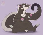 animal_genitalia areola badger balls big_breasts bodily_fluids breast_squeeze breasts brown_body brown_fur buizel busty_boy_(lore) busty_feral claws english_text feral fur fur_markings generation_4_pokemon genitals gynomorph heart_(marking) holding_breast hybrid intersex lactating long_tail looking_down mammal markings mephitid mustelid musteline navel nintendo nipples pinnip_(pinnipip) pinnipip pokemon pokemon_(species) sheath sitting skunk snaggle_tooth solo spread_legs spreading squeezing sweat tail text white_body white_fur