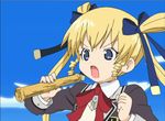  blonde_hair drill_hair fang ribbon saint_october screencap shirafuji_natsuki solo twintails 