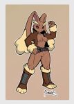 anthro belt belt_buckle big_ears black_sclera boots bottomless breasts brown_body brown_fur brown_nipples buckle butt choker clothed clothing collar corset dark_sclera elmistorr exposed_breasts eyebrows female flexing flexing_bicep flexing_muscles fluffy fluffy_ear footwear fur generation_4_pokemon genitals hi_res jacket jacket_only jewelry lagomorph leather leather_clothing leather_corset leather_jacket leather_lingerie leather_topwear lingerie lopunny mammal marvel marvel_rivals muscular muscular_anthro muscular_female necklace nintendo nipple_slip nipples partially_clothed pokemon pokemon_(species) pose pupils red_pupils rogue_(marvel) rogue_lopunny_(mangakitsune2) shoes simple_background solo tail thick_eyebrows thick_thighs topwear topwear_only vulva yellow_body yellow_fur