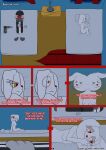 2spot_studio absurd_res ambiguous_gender animate_inanimate anthro aroused automatic_weapon bandage bed black_clothing black_coat black_topwear bloody_bunny bloody_bunny_(series) blush bodily_fluids breasts cardboard cigarette clothed clothing coat comic comic_panel darkness dialogue digital_drawing_(artwork) digital_media_(artwork) doll duo english_text eyewear eyewear_on_head female fingers floating_hands fur furniture furniture_lamp glasses goggles goggles_on_head grey_body grey_skin gun handgun hank_j._wimbleton hat headgear headwear hi_res lagomorph lamp leporid living_doll long_ears lying madness_combat mammal mask multicolored_eyes nevadean_(madness_combat) night nipples on_bed on_pillow otakon_(artist) pillow rabbit ranged_weapon red_eyes red_eyewear red_glasses red_nose shaking shaking_head sitting sleeping smile stitch_(sewing) submachine_gun sweat sweatdrop tagme tail text thinking topwear trenchcoat uzi weapon weapon_on_bed white_body white_fur wood wooden_plank yellow_eyes