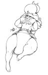 anthro barefoot big_diaper blush breasts clothed clothing diaper diaper_only eulipotyphlan eyelashes feet female front_view hair half-closed_eyes hedgehog hi_res holding_breast looking_at_viewer lying mammal monochrome narrowed_eyes on_back signature solo sophie_(argento) sophiepoof tail thick_thighs topless wearing_diaper
