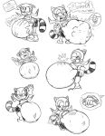 2026 after_vore anthro belly big_belly clothing duo female footwear gloves handwear hi_res huge_belly killboo mammal marine_the_raccoon pregnant pregnant_female procyonid raccoon sega shirt shoes sonic_the_hedgehog_(series) speech_bubble text topwear vore