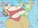 2022 anthro aquatic attack big_breasts bikini bikini_bottom bikini_top black_hair breasts bubble bulge canid canine canis clothing coyote curvy_figure digital_media_(artwork) duo female fin fish fur green_body hair huge_breasts huge_thighs hyper hyper_breasts june_coyote lips male mammal multicolored_body multicolored_fur muscular muscular_anthro muscular_male navel punch swimming_pool swimming_trunks swimwear tan_body tan_fur teeth thick_thighs two-piece_swimsuit two_tone_body two_tone_fur underwater virus-20 voluptuous_anthro voluptuous_female water wide_hips
