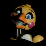 1:1 2025 3d_(artwork) animatronic anthro atumalaca avian barely_visible_breasts beak bib bird black_background blood_on_teeth blue_eyes breasts bust_portrait chicken creepy digital_media_(artwork) eyelashes fangs female five_nights_at_freddy's five_nights_at_freddy's_2 galliform glistening glistening_body grey_teeth grin horror_(theme) icon machine non-mammal_breasts orange_beak phasianid portrait robot robot_anthro scottgames simple_background smile solo teeth toothed_beak toy_chica_(fnaf) yellow_body