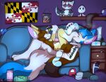 absurd_res alexander_moonflower among_us animal_genitalia animal_penis anthro arctic_fox arizona_green_tea bloons_tower_defense bottomless canid canine clothed clothing dildo disinterested_sex duo feet fennec_fox fennrye foot_fetish footwear fox furniture genitals hi_res hoodie hoodie_only innersloth male male/male mammal maryland_flag monster_energy musk ninja_kiwi nude one_sock_on paws penis sex sex_toy sniffing socks sofa sofa_sex supreme topwear topwear_only true_fox