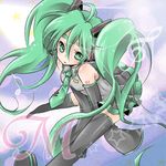  bad_id bad_pixiv_id detached_sleeves green_eyes green_hair hatsune_miku headset long_hair necktie sese skirt solo thighhighs twintails vocaloid 
