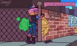 2026 5:3 absurd_res asking_for_help bart_simpson belt black_boots black_clothing black_footwear black_topwear black_vest blue_bottomwear blue_clothing blue_eyes blue_jeans blue_pants blue_shirt blue_topwear blush blush_lines boots bottomwear bound brick brick_wall broken_glasses butt chain chained chained_cuffs chained_to_pole clothing constable_sprinkle_(fortnite) cuff_(restraint) denim denim_bottomwear denim_clothing dessert dialogue doughnut embarrassed english_text epic_games eyebrows eyelashes eyewear fart fart_cloud female fence fingerless_gloves food food_creature food_humanoid footwear fortnite frown glasses gloves graffiti green_fart_cloud greeting handcuffed handcuffed_to_pole handcuffs handwear hat headgear headwear hi_res humanoid jeans looking_at_viewer looking_back looking_back_at_viewer meow_skulls metal_cuffs open_frown open_mouth pants pastry pink_body police police_officer purple_eyelids rear_view restraints service shirt shoes sidewalk signature smokey_the_menish solo speech_box sprinkles sunglasses tan_body text the_simpsons topwear uncomfortable vest wall_(structure)