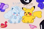 2022 3:2 accessory after_orgasm after_sex alolan_form alolan_vulpix asian_clothing black_eyes blue_eyes blush bodily_fluids bottomwear clothing clothing_aside dialogue digital_media_(artwork) duo east_asian_clothing english_text female female/female feral generation_1_pokemon generation_7_pokemon genital_fluids genitals hand_holding hat headband headgear headwear high-angle_view jacket japanese_clothing kimono lily_of_the_valley_(artist) lying nintendo on_back panties pants pikachu pokemon pokemon_(species) regional_form_(pokemon) tail text tongue tongue_out topwear underwear vaginal_fluids vulva