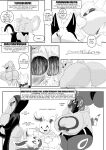 6_panel_comic absurd_res answer anthro arthropod badge belly_rub big_breasts big_butt biped black_body black_fur black_nose black_text blood bodily_fluids breasts butt canid canine closed_smile clothed clothing comic dialogue eevee english_text espurr eyes_closed facesitting felid feline female feral floragato fur generation_1_pokemon generation_4_pokemon generation_5_pokemon generation_6_pokemon generation_9_pokemon group heart_eyes heart_symbol heavenlyproductions hi_res huge_breasts huge_butt kerchief male mammal mask meowscarada monochrome motion_lines mouth_closed myriapod nintendo nosebleed nude open_mouth open_smile pokemon pokemon_(species) pokemon_mystery_dungeon quadruped question question_mark questions_and_answers scarf scolipede shinx sitting sitting_on_another smile speech_bubble spike_chunsoft standing tail talking_to_another text text_box thick_thighs tongue white_sclera wide_hips