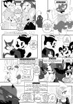 2026 8_panel_comic absol absurd_res answer anthro big_butt black_eyes black_nose black_text blush breasts buizel butt canid canine cleavage clothed clothing comic dialogue ellipsis english_text eyelashes eyes_closed felid feline female feral floragato fur gallade generation_3_pokemon generation_4_pokemon generation_5_pokemon generation_9_pokemon glitch_productions group hair half-closed_eyes hat headgear headwear heavenlyproductions hi_res holding_another human infidelity kissing looking_at_another male mammal mask meowscarada monochrome mouth_closed mustelid narrowed_eyes nintendo open_mouth open_smile ortensia oshawott pokemon pokemon_(species) pupils purrloin question question_mark questions_and_answers shinx smile speech_bubble tail talking_to_another text the_amazing_digital_circus tongue toony toony_eyes white_sclera zoroark