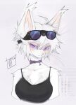 2026 accessory ahoge albi_sqirl albino alternative_fashion anthro arm_tuft bangs bare_shoulders biped black_clothing black_topwear breasts bust_portrait chest_tuft cleavage clothed clothed_anthro clothed_female clothing collar collarbone colored_sketch dated digital_media_(artwork) ear_tuft eyebrow_through_hair eyebrows eyelashes eyelashes_through_hair eyewear eyewear_on_head female female_anthro fluffy_ears front_view fur glistening glistening_eyes hair hi_res inner_ear_fluff long_ears looking_at_viewer mammal medium_breasts monotone_body monotone_fur monotone_hair mouth_closed off_shoulder pink_inner_ear pink_nose pointy_ears portrait prick_ears purple_eyes rodent sciurid short_hair shoulder_tuft signature simple_background sketch sleeveless_clothing slim slim_female solo star_accessory sunglasses sunglasses_on_head three-quarter_portrait topwear translucent translucent_hair tree_squirrel tuft valerian_devis wearing_sunglasses white_background white_body white_ears white_fur white_hair white_inner_ear_fluff