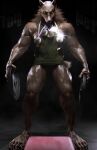 5_toes absurd_res anthro barefoot blender_(artwork) bodily_fluids canid canine claws digital_media_(artwork) family_guy feet female hi_res iglooder mammal muscular muscular_female peter_griffin sicily_(brothersmiler) sweat toe_claws toes vein veiny_muscles weights