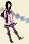  bag black_hair boots coat handbag highres knee_boots original pantyhose solo sugano_manami 