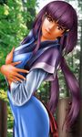  blue_dress brown_hair dress long_hair lowres masaki_aeka_jurai purple_hair red_eyes standing tan tenchi_muyo tenchi_muyou! toten_(artist) 