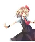  ascot blonde_hair blush hair_ribbon md5_mismatch outstretched_arms red_eyes ribbon rumia short_hair solo spread_arms touhou yuita 