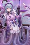 2025 alternate_species aquatic breasts cephalopod clothed clothed_female clothing coleoid ear_fins female fin genshin_impact hi_res holding_object holding_plate humanoid_merfolk maid_headdress maid_uniform merfolk mermaidification mihoyo mizuki_yumemizuki mollusk octopodiform octopus octopus_merfolk plate solo split_form uniform vision_(genshin_impact) zephylyne