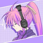  bangs headphones lowres lyrical_nanoha mahou_shoujo_lyrical_nanoha pink_hair signum solo 