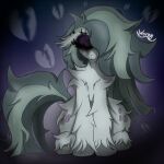 1:1 2026 abstract_background absurd_res blue_background bodily_fluids broken_heart crying cutie_mark digital_drawing_(artwork) digital_media_(artwork) ear_piercing earth_pony equid equine eyebrow_piercing eyebrows eyelashes eyes_closed eyeshadow facial_piercing female feral fimir friendship_is_magic fur gradient_background green_hair green_mane green_tail grey_body grey_fur hair hasbro hi_res horse makeup mammal mane marble_pie_(mlp) messy_hair messy_mane messy_tail multicolored_hair multicolored_mane multicolored_tail my_little_pony mythological_creature mythological_equine mythology piercing pony purple_background purple_eyeshadow running_makeup sad signature simple_background sitting solo tail tears text thick_eyelashes white_body worny