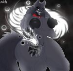absurd_res anthro areola big_breasts big_butt black_body black_fur black_hair bodily_fluids bone breasts butt digital_media_(artwork) female fur genital_fluids genitals hair hi_res huge_breasts looking_at_viewer malo mammal nipples nude open_mouth scp-1471-a scp_foundation simple_background skull skull_head smile solo standing tail thick_thighs tongue vulva white_background zadrex