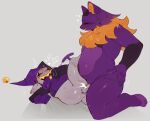 amazon_position ambiguous_gender animate_inanimate anonymous_artist anthro bell belly blush blush_lines bodily_fluids breath button_(fastener) button_eyes clothing darkner deltarune demon drooling erect_nipples eye_contact felid feline felis feminization fool's_hat fur genitals hat headgear headwear heart_symbol hi_res humanoid jevil_(deltarune) living_plushie long_fur looking_at_another looking_at_partner looking_down male male/ambiguous mammal nipples panting patch_(fabric) pawpads paws penis plushie purple_body purple_fur saliva scar scissors seam_(deltarune) sex sharp_teeth slightly_chubby slightly_chubby_male stitch_(sewing) tail teeth thick_thighs tongue tongue_out undertale_(series)