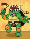 2017 3_toes 4_fingers action_pose angry anthro asian_clothing athletic athletic_anthro athletic_male belt_buckle bent_leg biped black_eyes brown_clothing brown_floor brown_obi brown_shell buckle chad_kaplan clothing collarbone colored colored_nails cosplay countershading crossover crossover_cosplay desert_mirage digital_drawing_(artwork) digital_media_(artwork) dotted_background east_asian_clothing elbow_pads feet fingers floor full-length_portrait green_body green_scales headgear headkerchief headwear hi_res holding_nunchaku humanoid_hands humor japanese_clothing kerchief knee_pads looking_at_viewer male melee_weapon mostly_nude mostly_nude_anthro mostly_nude_male multicolored_kerchief multicolored_shell nails ninja nunchaku obi official_art on_one_leg open_mouth parody pattern_background pattern_headkerchief pattern_kerchief pecs portrait pose red_headkerchief red_kerchief reptile scales scalie shaded shadow shell signature simple_background slightly_chubby slightly_chubby_anthro slightly_chubby_male solo standing striped_headkerchief striped_kerchief swinging_weapon teagan_turtle teenage_mutant_ninja_turtles toenails toes toony tow_tone_headkerchief turtle two_tone_headkerchief two_tone_kerchief two_tone_shell veiny_arms veiny_legs warrior weapon white_headkerchief white_kerchief white_nails white_sclera white_toenails yellow_shell