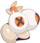 2026 accessory anthro areola big_breasts biped blush breasts clare_(themushlord) clothed clothing digital_media_(artwork) dipstick_ears ear_markings eyelashes female front_view hair hair_accessory hairband heart_pupils heart_symbol hi_res huge_breasts hyper hyper_breasts lagomorph leporid mammal markings multicolored_ears nipple_tape one_eye_obstructed open_mouth orange_hair pasties rabbit simple_background solo tan_body tape thick_thighs white_background white_body wide_hips zaclyn