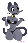anthro beat_banger bell bra bunfan_games cat_bra cat_keyhole_bra cat_lingerie cathy_smith cleavage_cutout clothing collar cutout digital_media_(artwork) domestic_cat felid feline felis female fur green_eyes grey_body grey_fur keyhole_bra keyhole_clothing keyhole_underwear lingerie mammal mezzz microsoft_paint_(artwork) panties side-tie_panties solo standing topwear underwear whiskers wide_hips