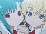  aqua_hair blonde_hair hayama_kotono multiple_girls saint_october screencap shirafuji_natsuki 