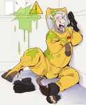 anthro artist_name asinus azeldraws bald big_nose bodily_fluids boots brown_body brown_fur buckteeth bulge clothed clothing demi_transformation donkey equid equine feet feral footwear fur fur_growth gloves green_goo green_slime growth handwear hazmat_suit hi_res hoof_growth hoof_hands human human_to_anthro human_to_feral long_ears male mammal mid_transformation nose_expansion shoe_burst shoes snout snout_growth solo species_transformation sweat tail tail_tuft teeth text toes tongue tongue_out torn_boots torn_clothing torn_gloves torn_handwear torn_shoes transformation tuft warning_symbol yellow_clothing