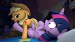 16:9 3d_(artwork) 4k absurd_res anonymous_artist anus applejack_(mlp) balls bangs bed bedroom cartoon_freckles clothing constricted_pupils cowboy_hat cutie_mark digital_media_(artwork) duo ears_back earth_pony equid equine eyelashes female female_penetrated feral floppy_ears freckled_face freckles friendship_is_magic fur furniture genitals golden_oaks_library gynomorph gynomorph/female gynomorph_penetrating gynomorph_penetrating_female hasbro hat headgear headwear hi_res hooves horn horse huge_filesize intersex intersex/female intersex_penetrating intersex_penetrating_female long_eyelashes lying mammal my_little_pony mythological_creature mythological_equine mythology night on_back orange_body orange_fur penetration penis pivoted_ears pony pupils purple_balls purple_body purple_fur purple_penis sex small_pupils source_filmmaker_(artwork) spread_legs spreading tail twilight_sparkle_(mlp) unicorn vaginal vulva widescreen