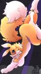 9:16 anthro bandai_namco black_sclera blue_eyes breasts butt digimon digimon_(species) female female_anthro fluffy fluffy_tail fur hi_res hinata_sakamoto nude_anthro paws renamon solo tail white_body white_fur yellow_body yellow_fur
