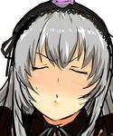  bad_id bad_pixiv_id blush closed_eyes facing_viewer gaihan_umeboshi_mitchell hairband incoming_kiss long_hair portrait rozen_maiden silver_hair solo suigintou 