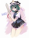  blush green_eyes green_hair hat rod_of_remorse seo_tatsuya shiki_eiki short_hair solo touhou 