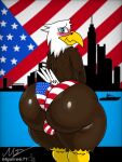 2026 3:4 4th_of_july accipitrid accipitriform american_eagle american_flag anthro avian bald_eagle balls beak big_butt bird blue_eyes blush boat brown_body brown_feathers bubble_butt bulge butt city city_background cityscape clothing digital_media_(artwork) eagle feathers flag_clothing flag_panties flag_underwear genitals hi_res holidays huge_butt looking_at_viewer male mgdire671 panties pinup pose river sea_eagle smile solo tail tail_feathers thick_thighs underwear united_states_of_america vehicle watercraft wide_hips yellow_beak