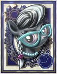 equine eyewear female feral friendship_is_magic fur glasses grey_fur grey_hair hair hairband harwick horse looking_at_viewer mammal moon my_little_pony pearl_necklace pony ponytail portrait purple_eyes silver_spoon_(mlp) smile solo sun 