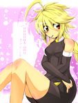  blazblue blonde_hair bodysuit braid food highres lambda-11 long_hair pocky red_eyes shiodzuke solo very_long_hair 