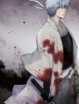  blood bloody_clothes gintama headband japanese_clothes joui katana male_focus red_eyes sakata_gintoki shiroyasha silver_hair solo sword weapon 